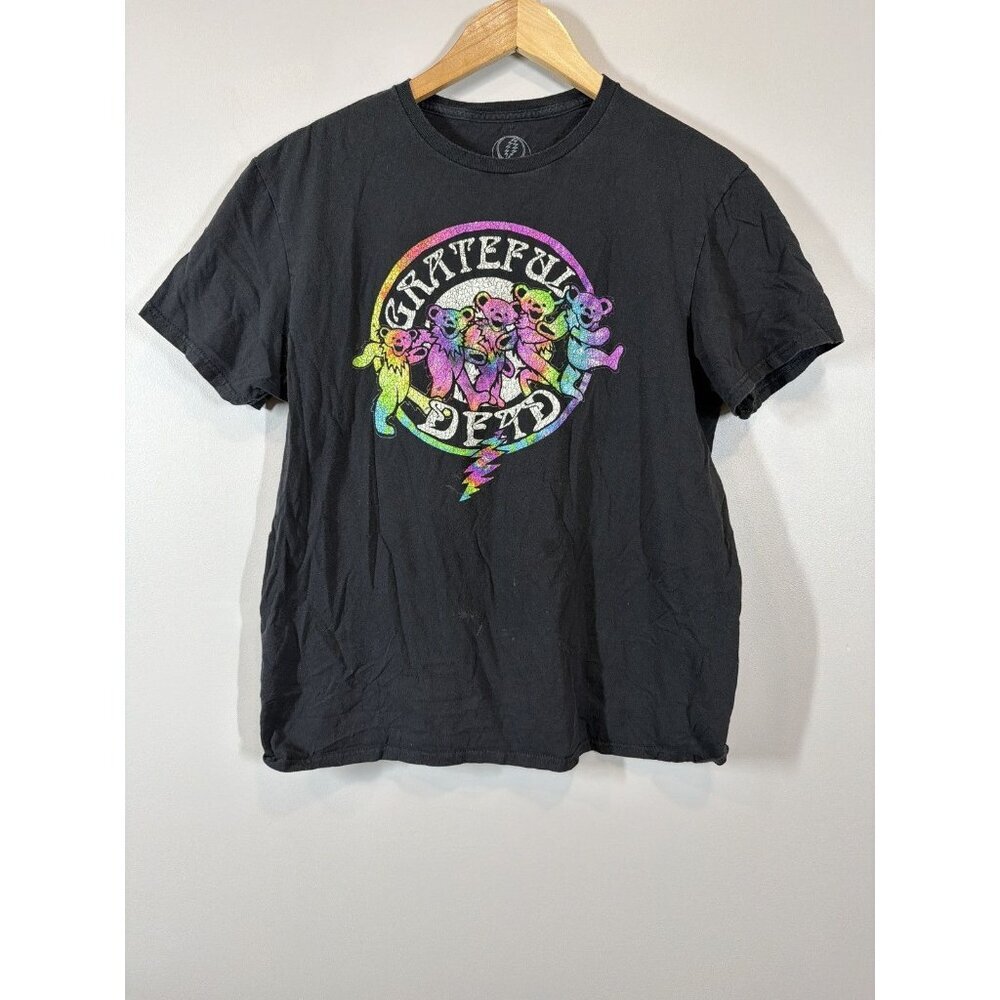 Grateful Dead Black T-Shirt Size L Colorful Graphic Band Tee Short‎ Sleeve